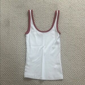 Aerie white tank top with red trim
